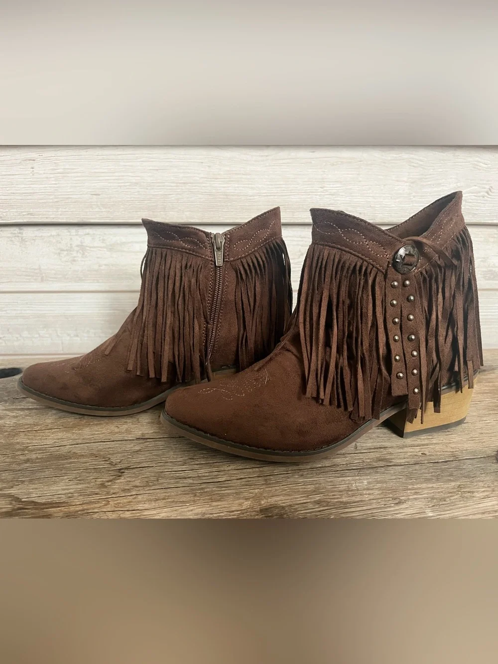 Roper Women’s Brown Fringe Suede Ankle Boots size 6.5